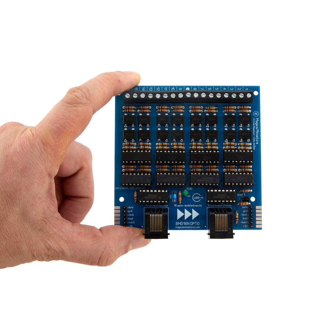 
                      
                        BMD16N OPTO | geïsoleerde s88-N decoder met massadetectie (printplaat voor zelfbouw)
                      
                    